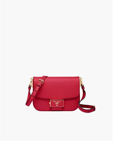 Fiery Red Saffiano Leather Prada Emblème Bag 